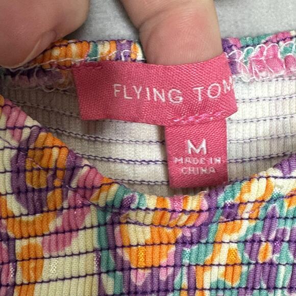 Flying Tomato Dress Womens Medium Floral Puff Sleeve Tiered Boho Festival Spring - Picture 5 of 13